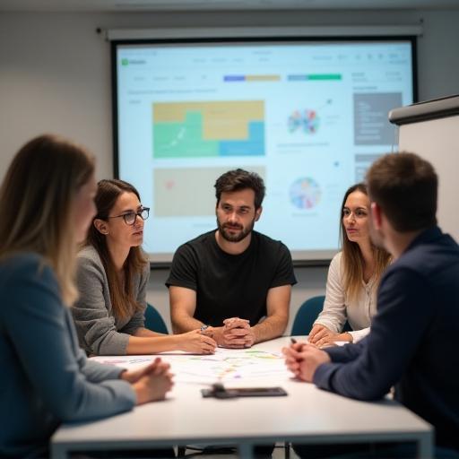 Equipo discutiendo detalles del proyecto en una reunión